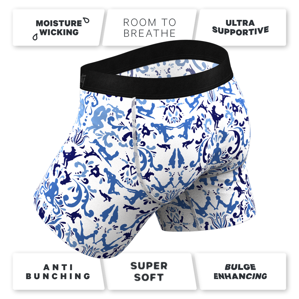 The Risqué Rorschach  | Blue Willow Ball Hammock® Pouch Underwear With Fly - Shinesty