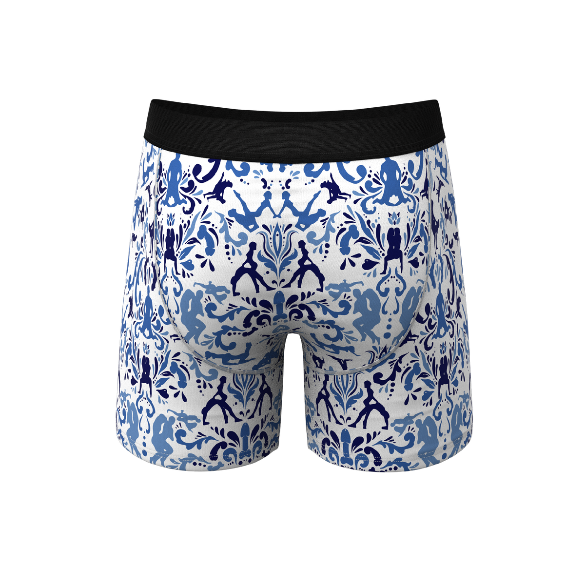 The Risqué Rorschach  | Blue Willow Ball Hammock® Pouch Underwear With Fly - Shinesty