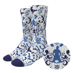 The Risqué Rorschach | Naughty Blue Willow Heel Hammock™ Crew Socks - Shinesty
