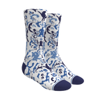 The Risqué Rorschach | Naughty Blue Willow Heel Hammock™ Crew Socks - Shinesty