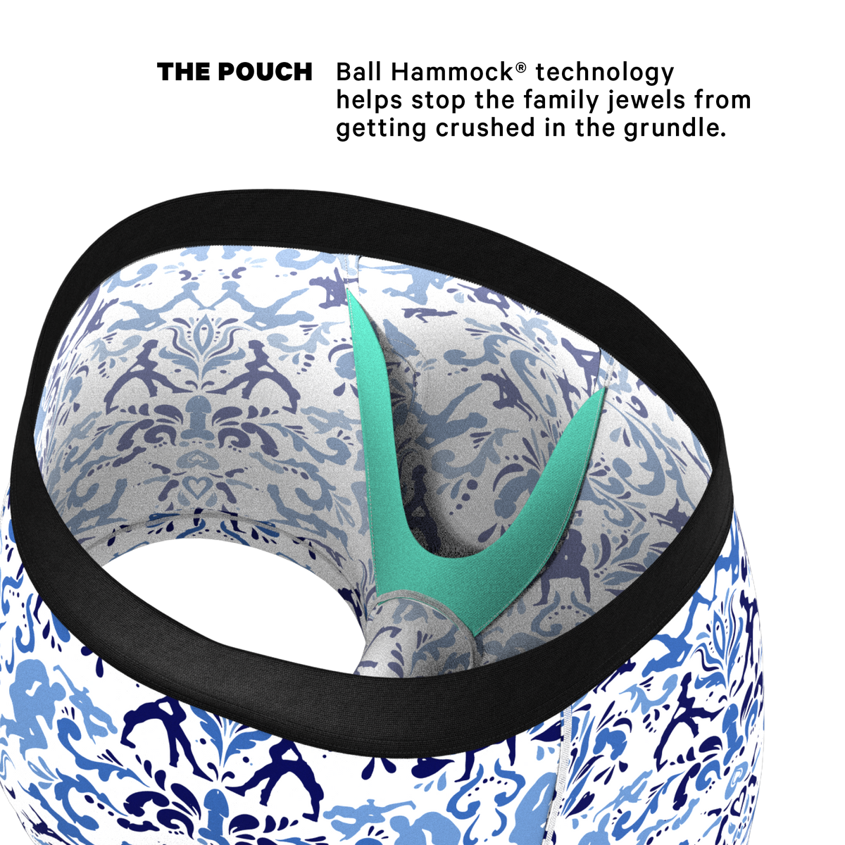 The Risqué Rorschach  | Blue Willow Ball Hammock® Pouch Trunks Underwear - Shinesty
