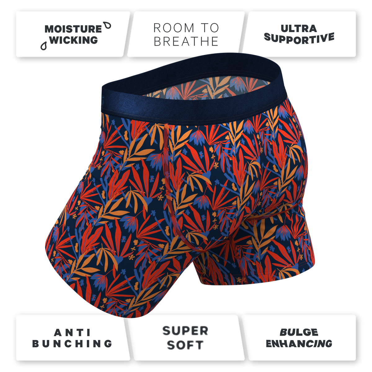 The San Diego Sunrise | Tropical Foliage Ball Hammock® Pouch Underwear With Fly - Shinesty
