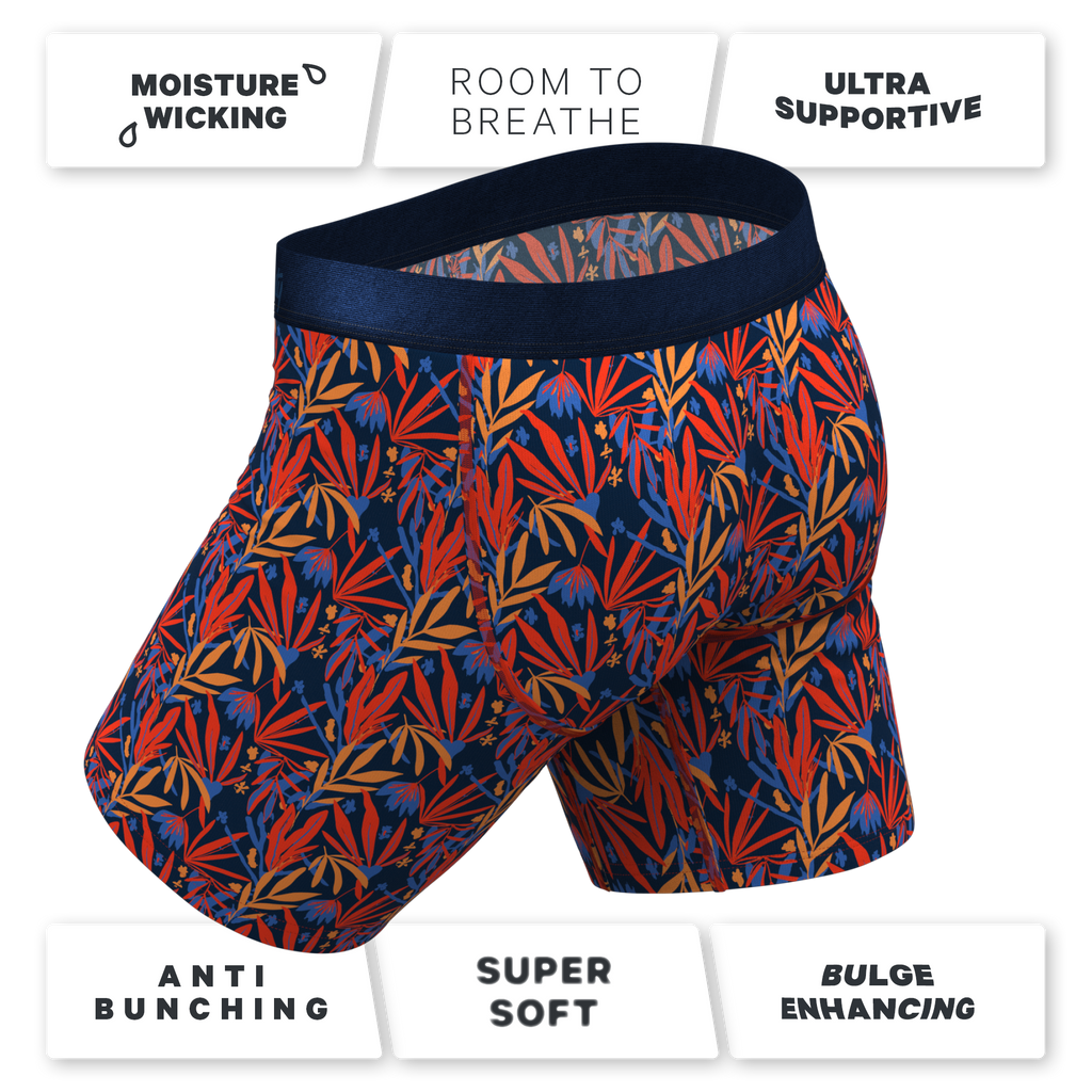 The San Diego Sunrise | Tropical Foliage Ball Hammock® Boxer - Long Leg - Shinesty