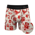The Santa Slays | Christmas Toile Ball Hammock® Pouch Underwear With Fly - Shinesty