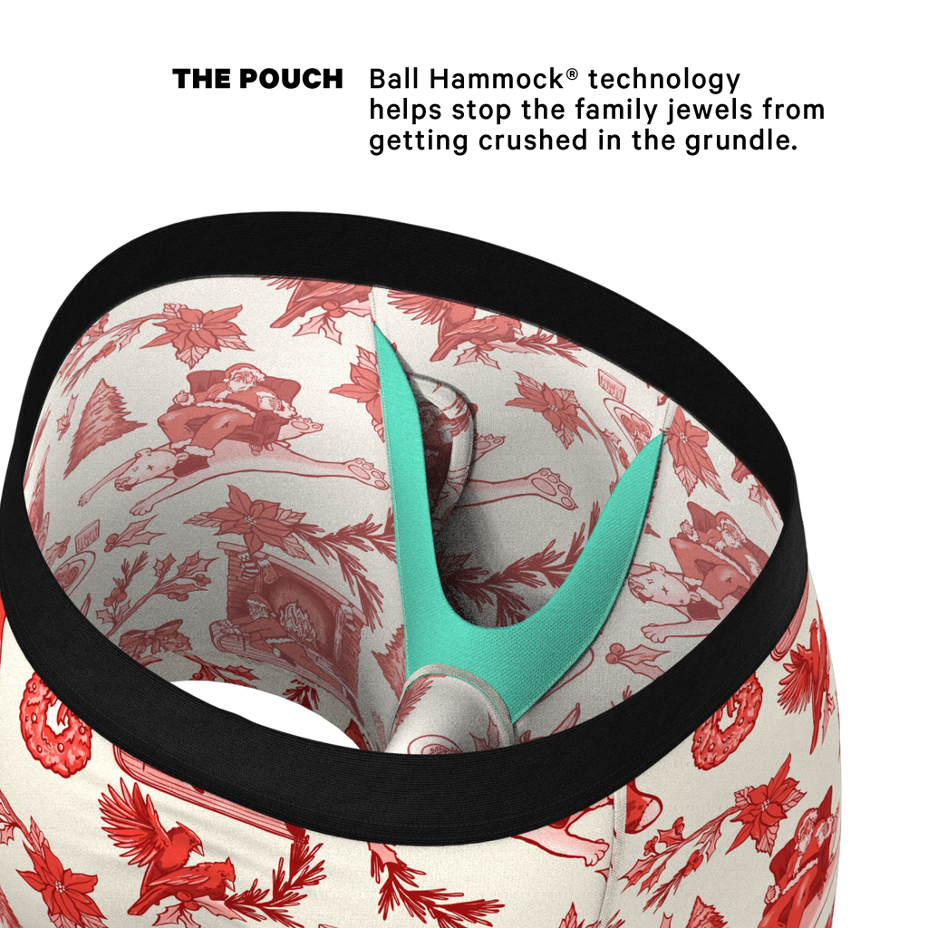 The Santa Slays | Christmas Toile Ball Hammock® Pouch Underwear With Fly - Shinesty