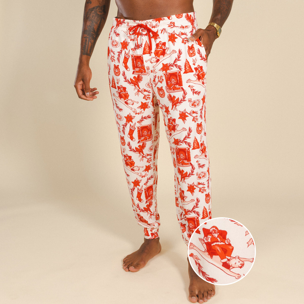 The Santa Slays | Christmas Toile SleepDeep™ Men’s Pajama Joggers - Shinesty