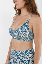 The Rio Grande | Abstract Navy Line Boob Hammock™ Plunge Bralette - Shinesty