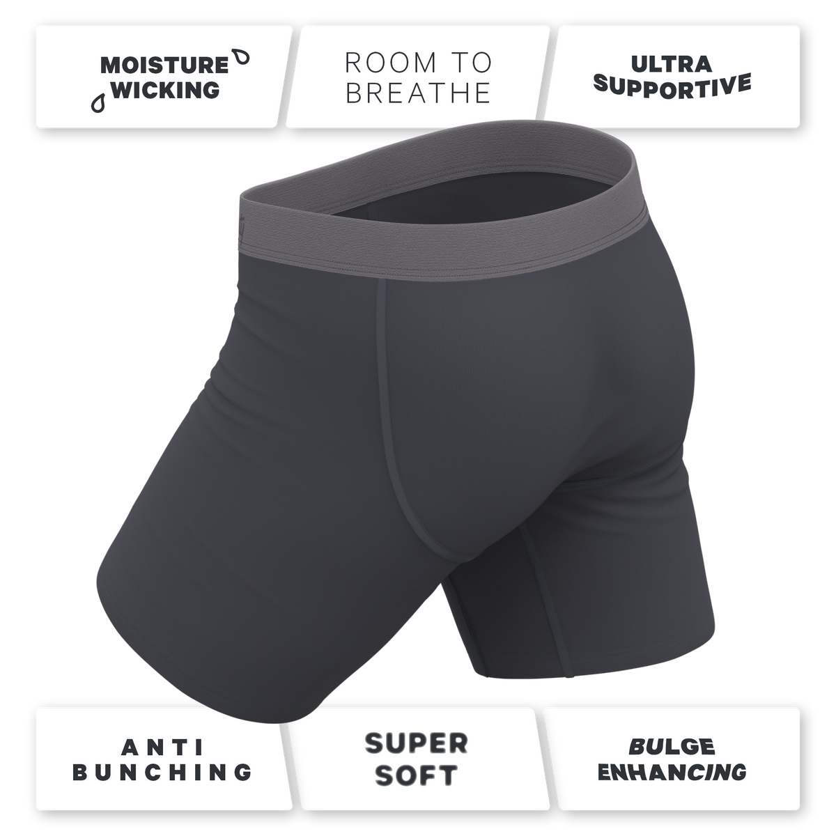 The Slate Expectations | Grey Tonal Ball Hammock® Boxer - Long Leg - Shinesty