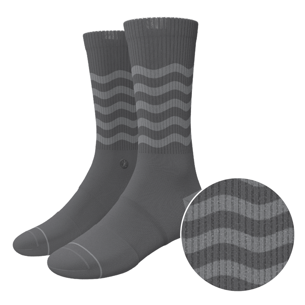 The Sleek | Gray Waves Heel Hammock™ Crew Socks - Shinesty