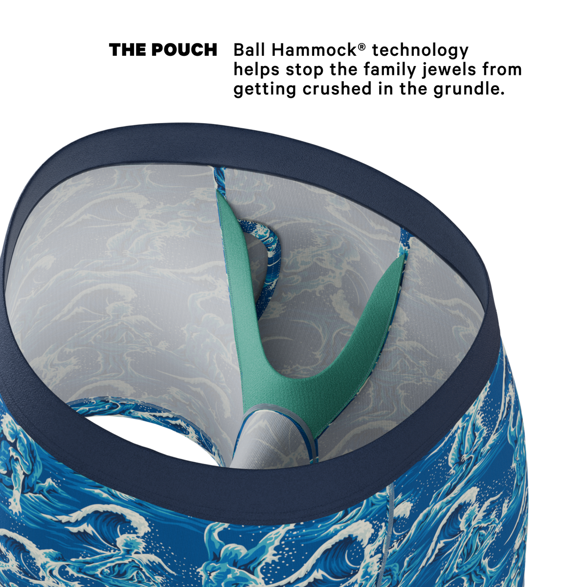 The Slippery When Wet | Naughty Wave Ball Hammock® Pouch Underwear With Fly - Shinesty