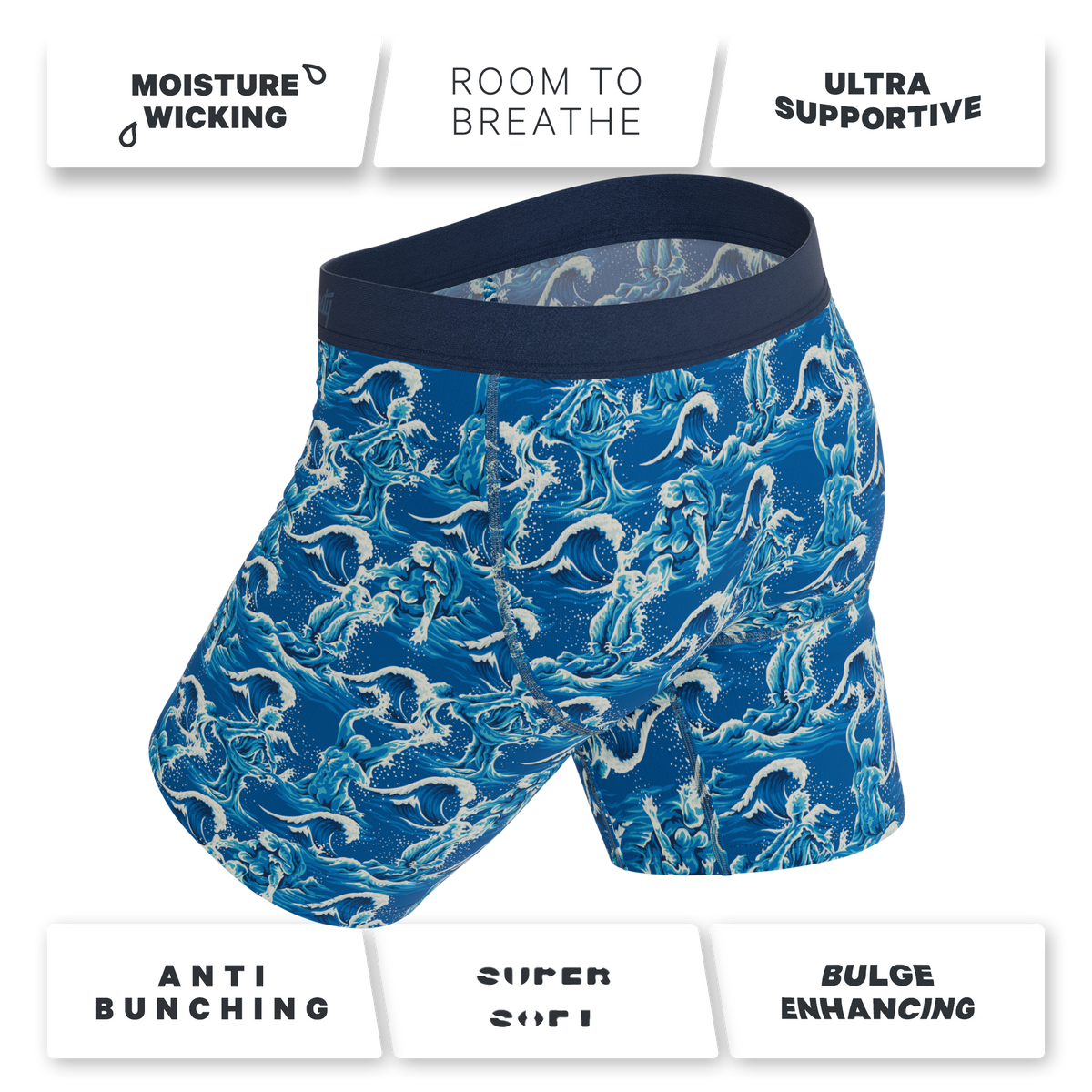 The Slippery When Wet | Naughty Wave Ball Hammock® Boxer - Long Leg - Shinesty