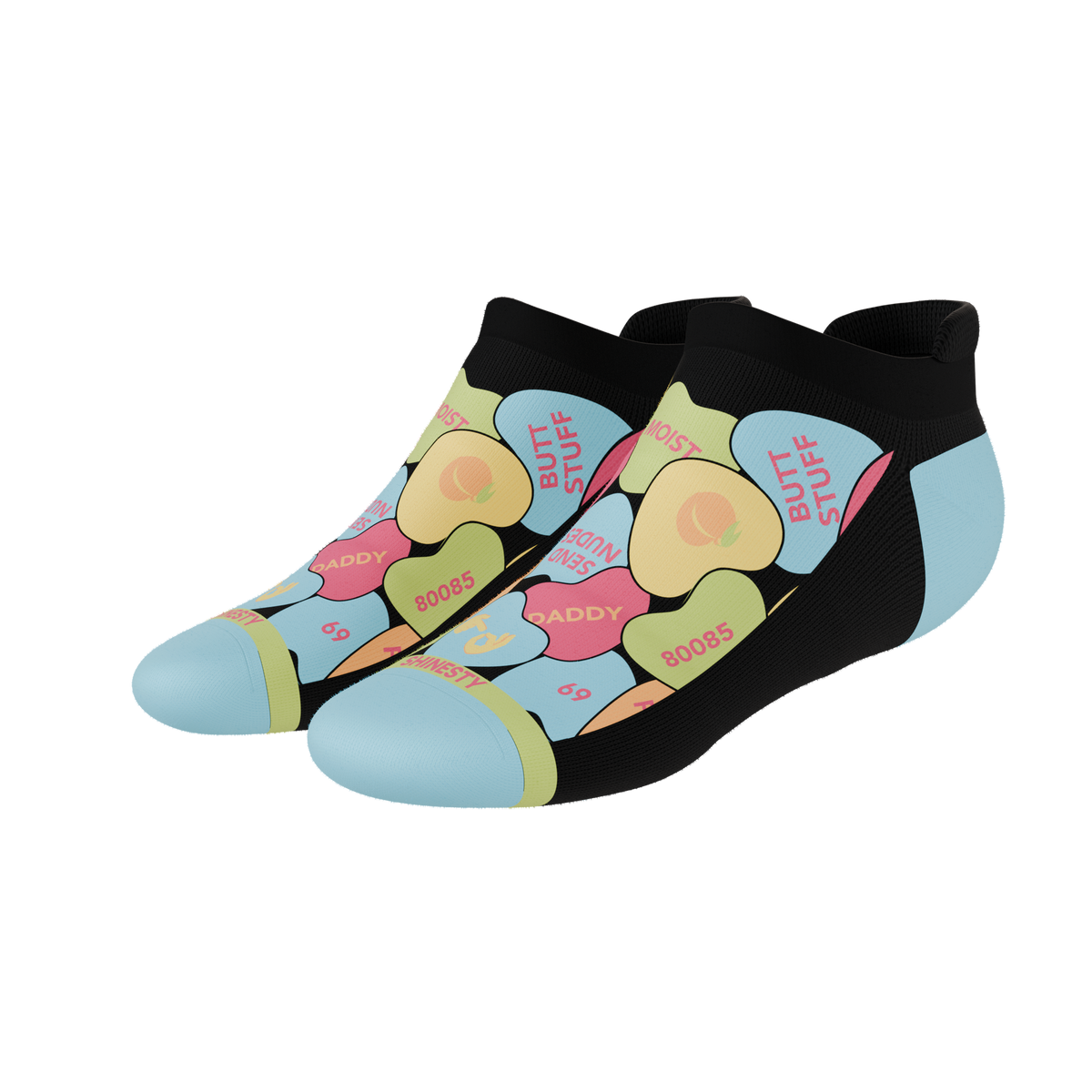 The Smooth Talker | Candy Hearts Heel Hammock™ Ankle Socks - Shinesty