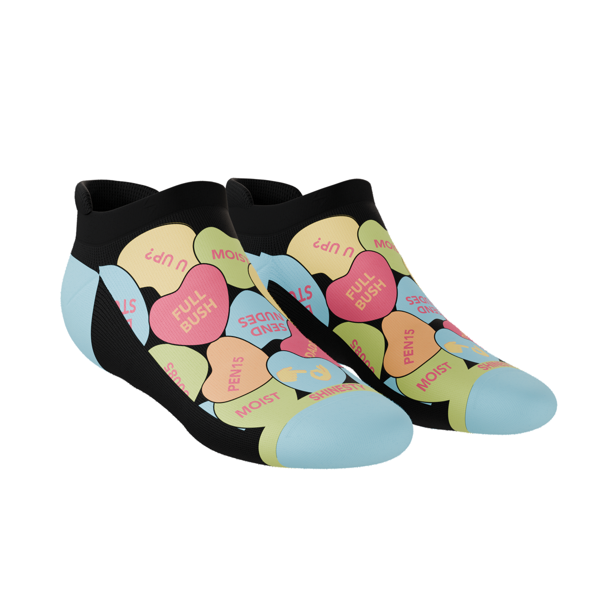The Smooth Talker | Candy Hearts Heel Hammock™ Ankle Socks - Shinesty