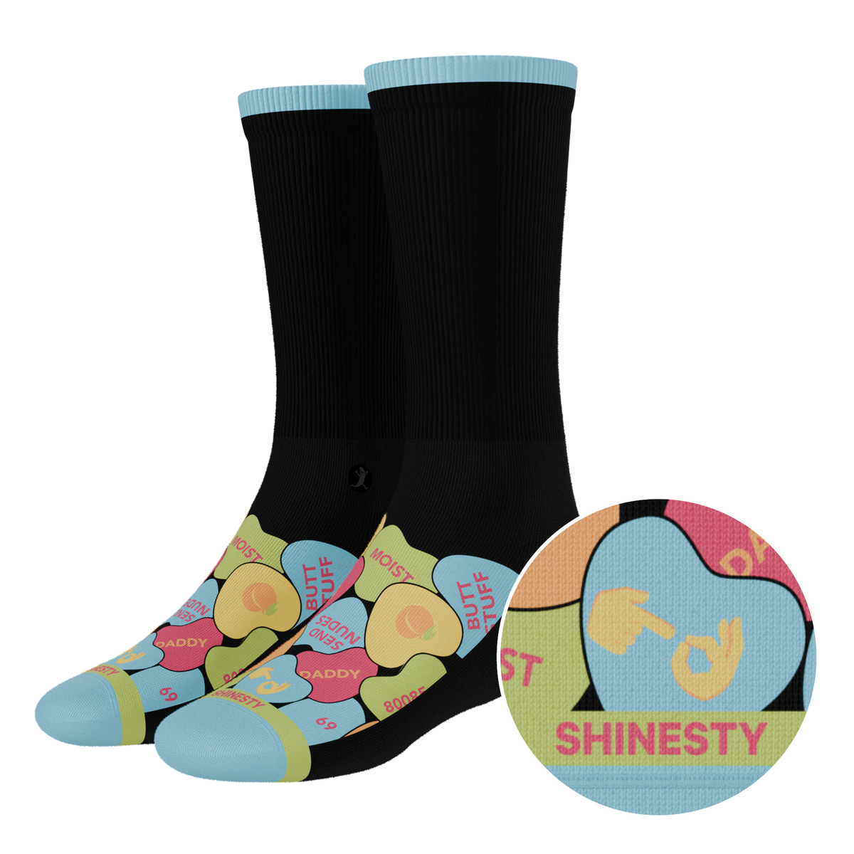 The Smooth Talker | Candy Hearts Heel Hammock™ Crew Socks - Shinesty