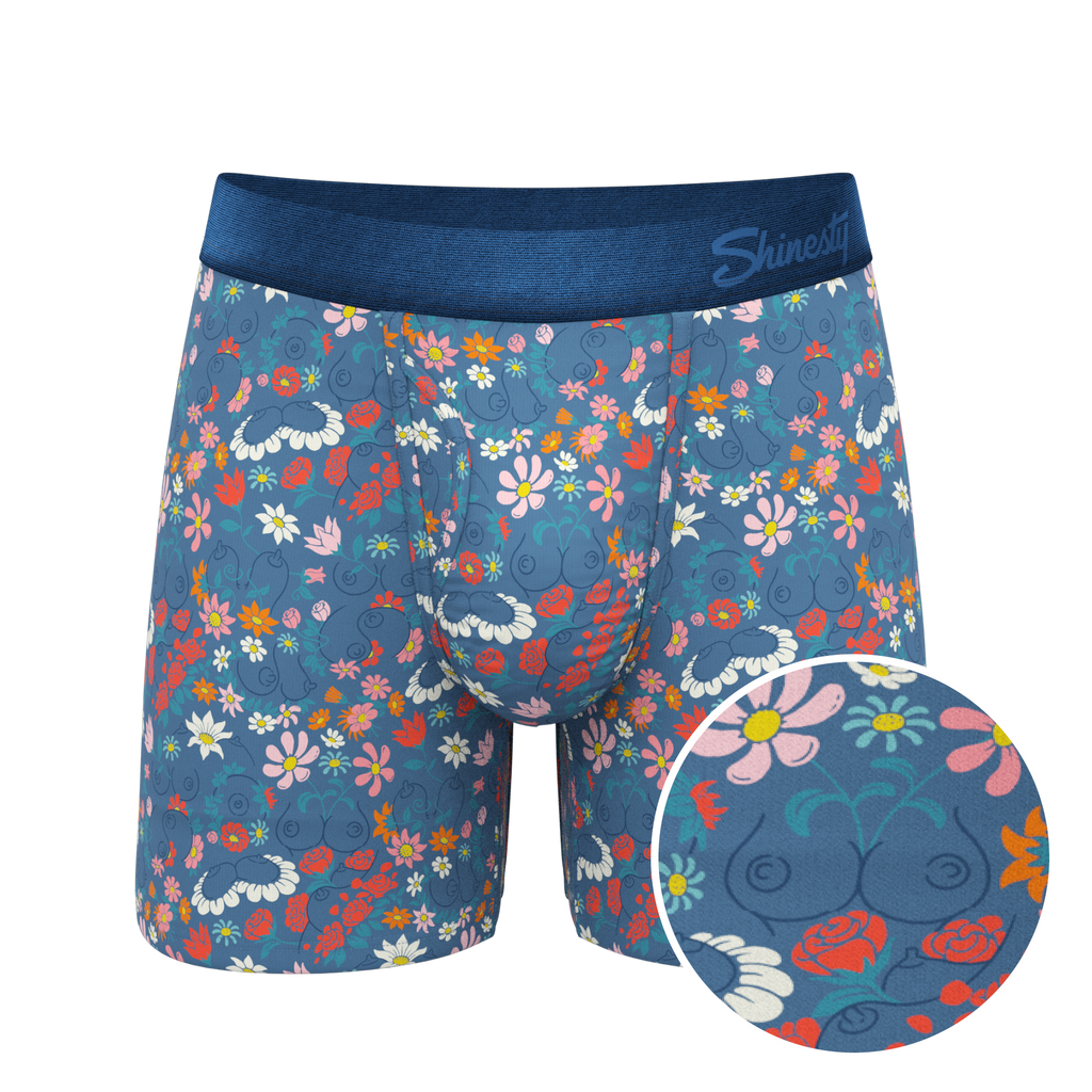 The Gardening Nips | Busty Floral Ball Hammock® Pouch Underwear With Fly - Shinesty