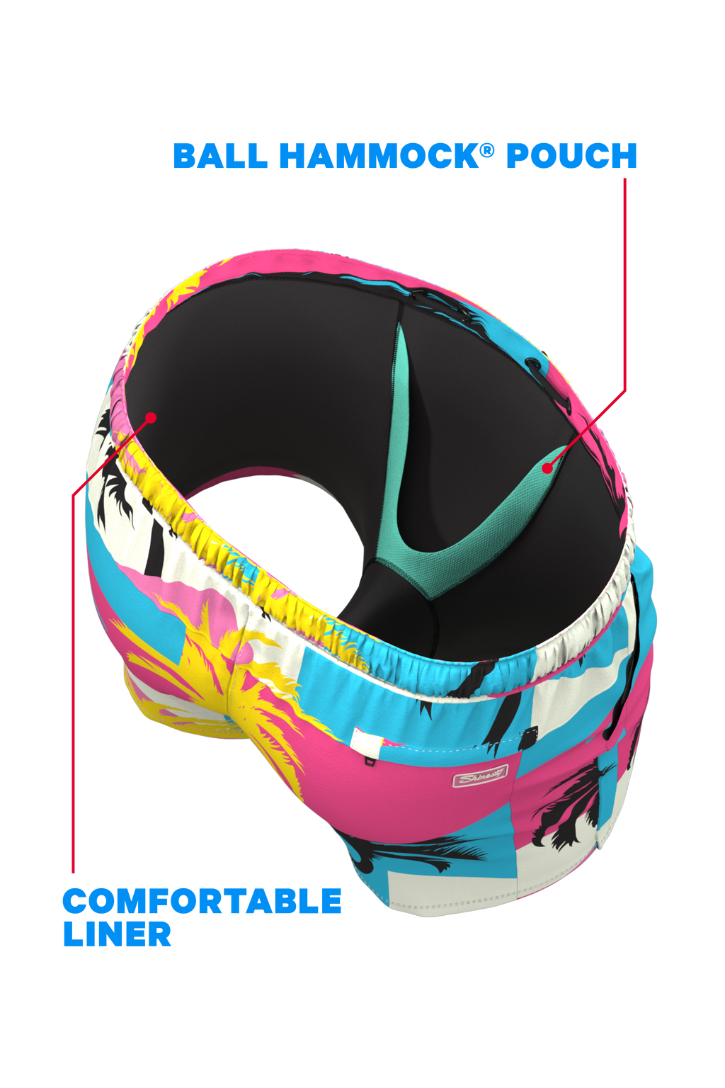 The SoCal Summer | Black and Pink Tropical Ball Hammock® Pouch 5" Swim Trunks - Shinesty