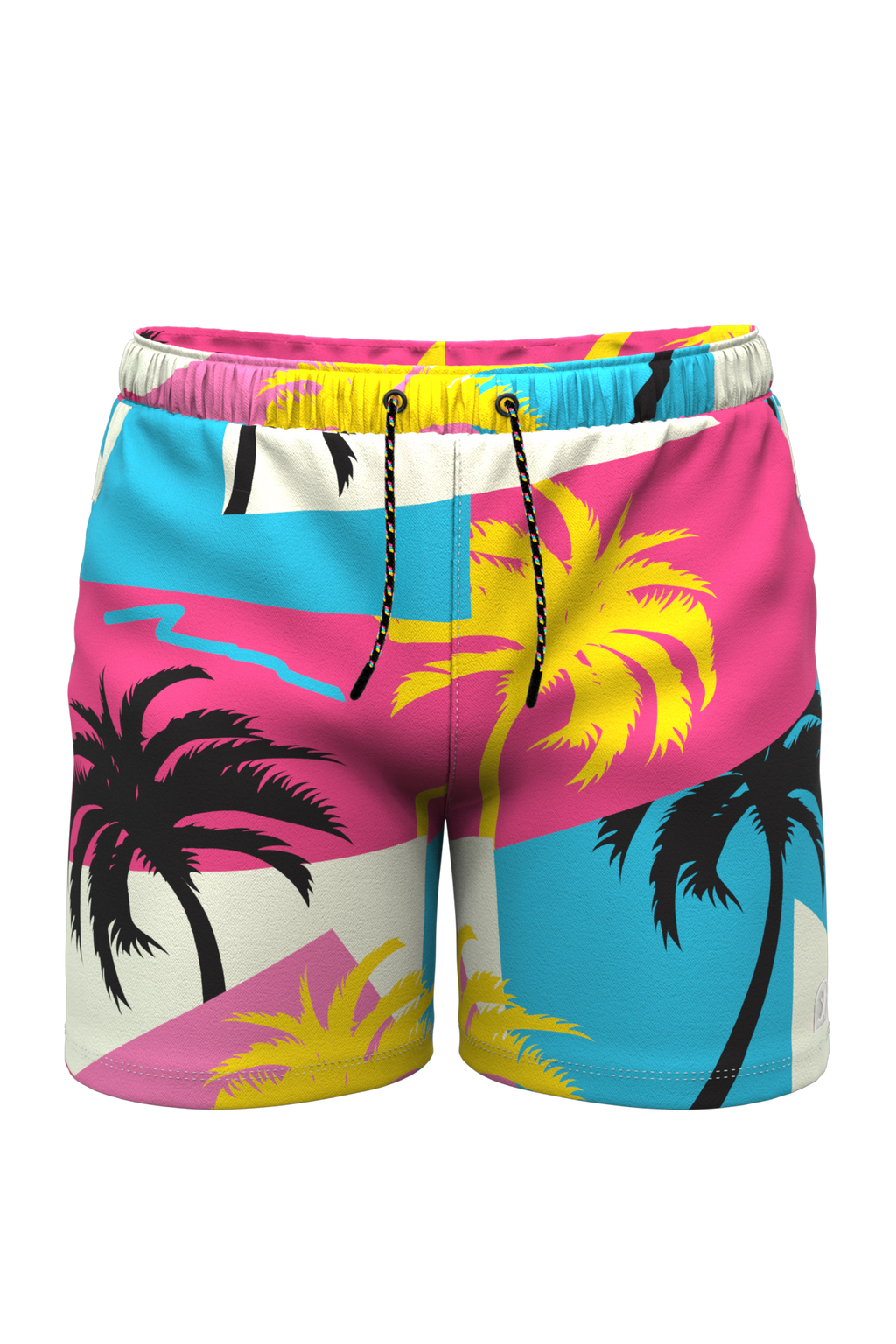 The SoCal Summer | Black and Pink Tropical Ball Hammock® Pouch 8" Swim Trunks - Shinesty