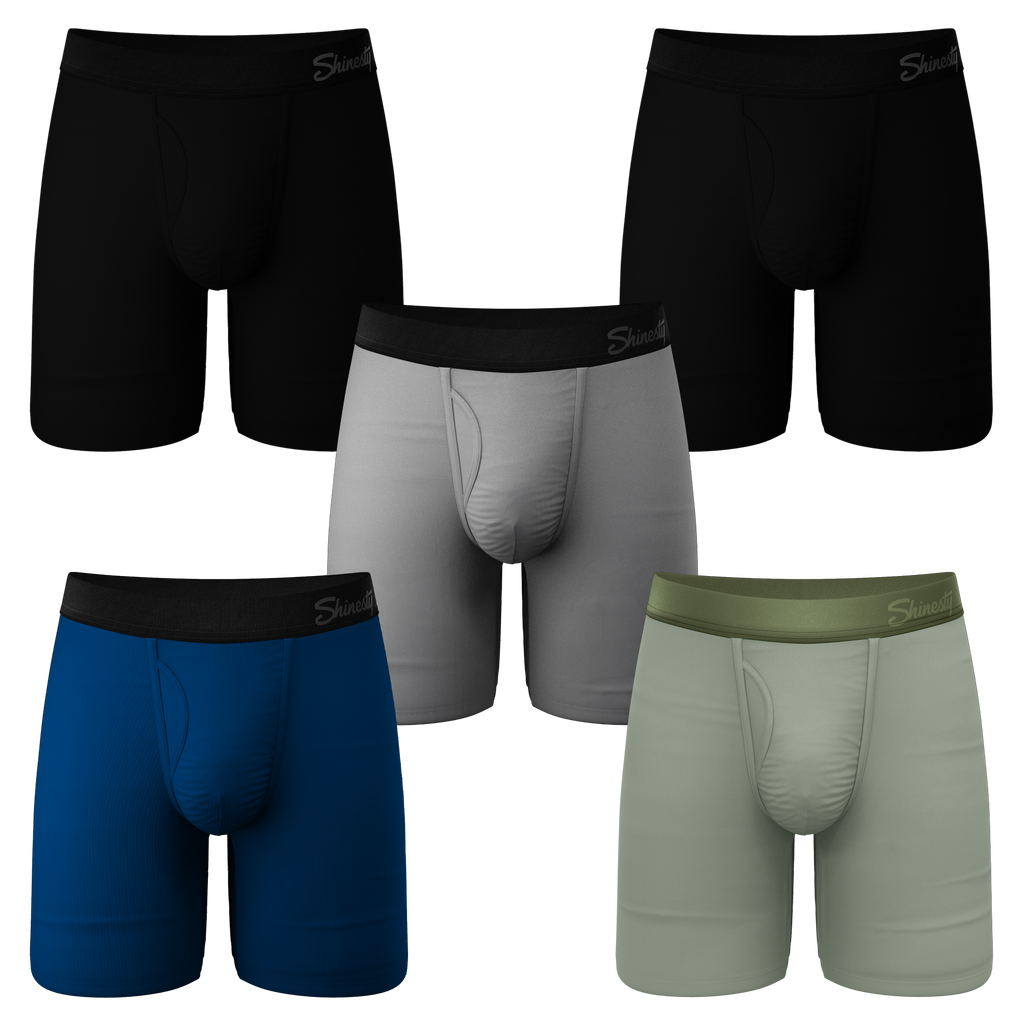 The 5 Solids | Long Leg Ball Hammock® Pouch Underwear With Fly 5 Pack - Shinesty