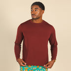 The Sommelier | Burgundy SleepDeep™ Men’s Long Sleeve Pajama Shirt - Shinesty