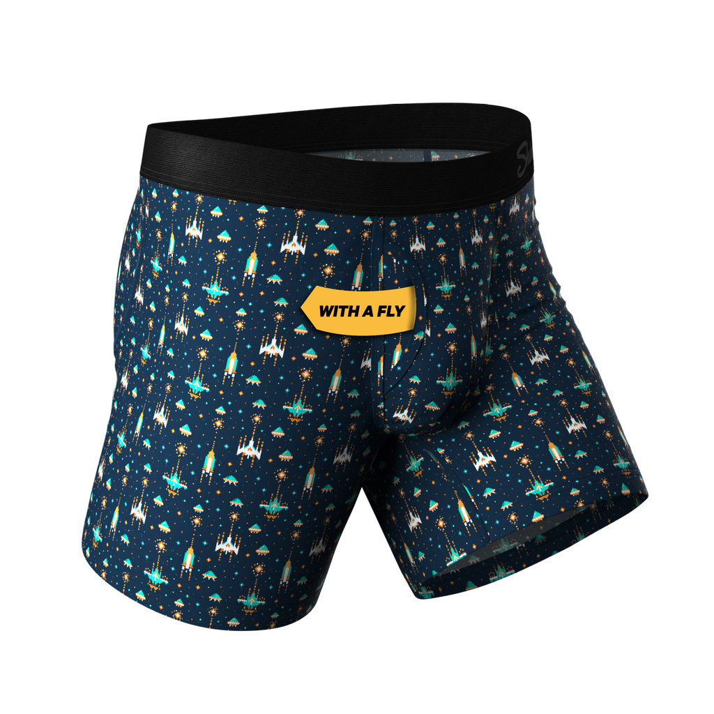 The Space Commando | Spaceship Ball Hammock® Pouch Underwear With Fly - Shinesty