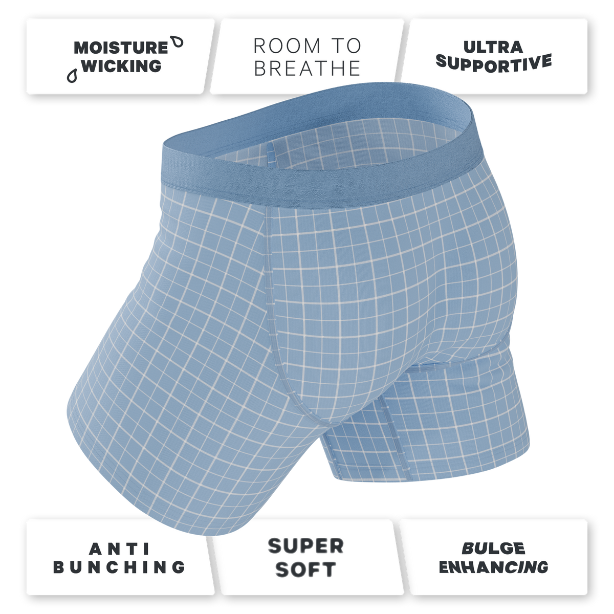 The Spick & Span | Window Pane Plaid Ball Hammock® Pouch Underwear With Fly - Shinesty