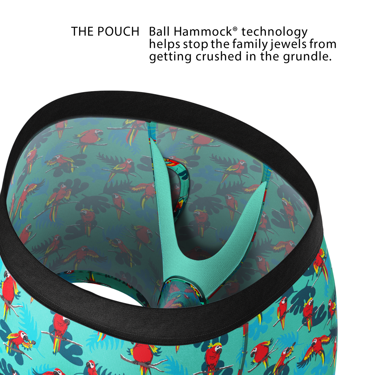 The Squawk Tease | Tropical Parrot Ball Hammock® Pouch Underwear With Fly - Shinesty