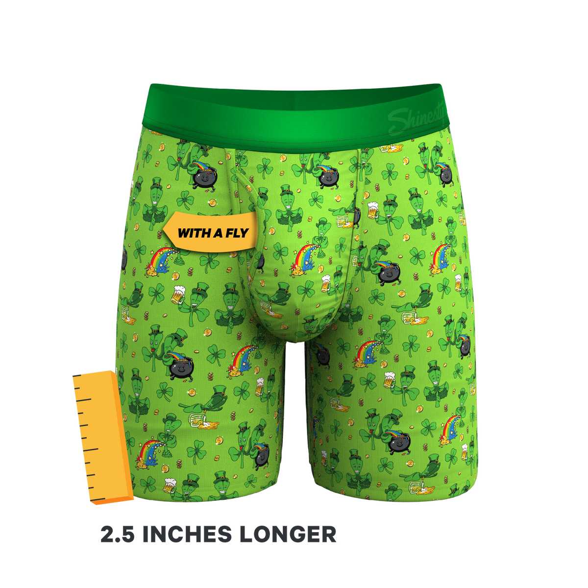 The 3 Leafs To The Wind | St Patricks Day Clovers Ball Hammock® Boxer - Long Leg - Shinesty