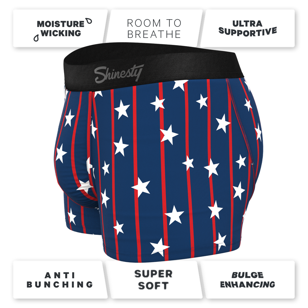 The Stars & Stripes | USA Pinstripe Ball Hammock® Pouch Trunks Underwear - Shinesty