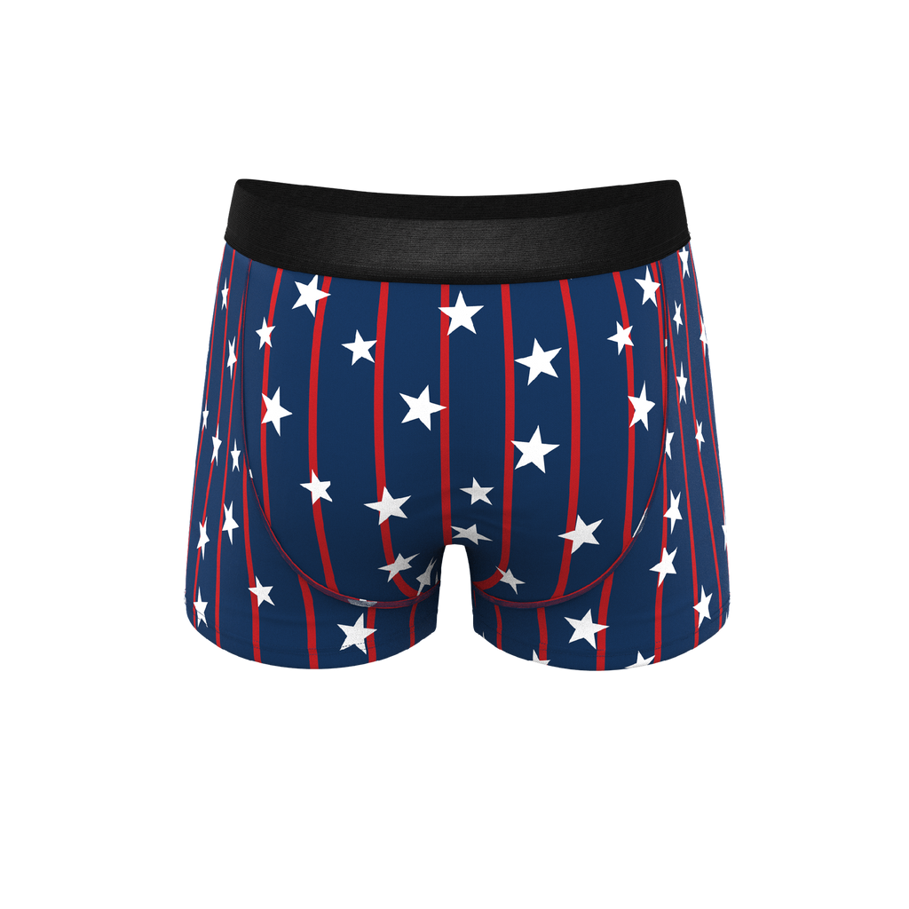 The Stars & Stripes | USA Pinstripe Ball Hammock® Pouch Trunks Underwear - Shinesty