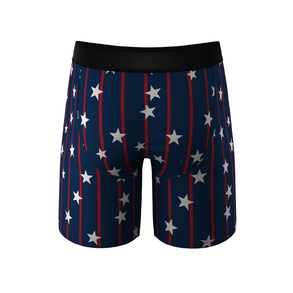 The Stars & Stripes | USA Pinstripe Ball Hammock® Boxer - Long Leg - Shinesty