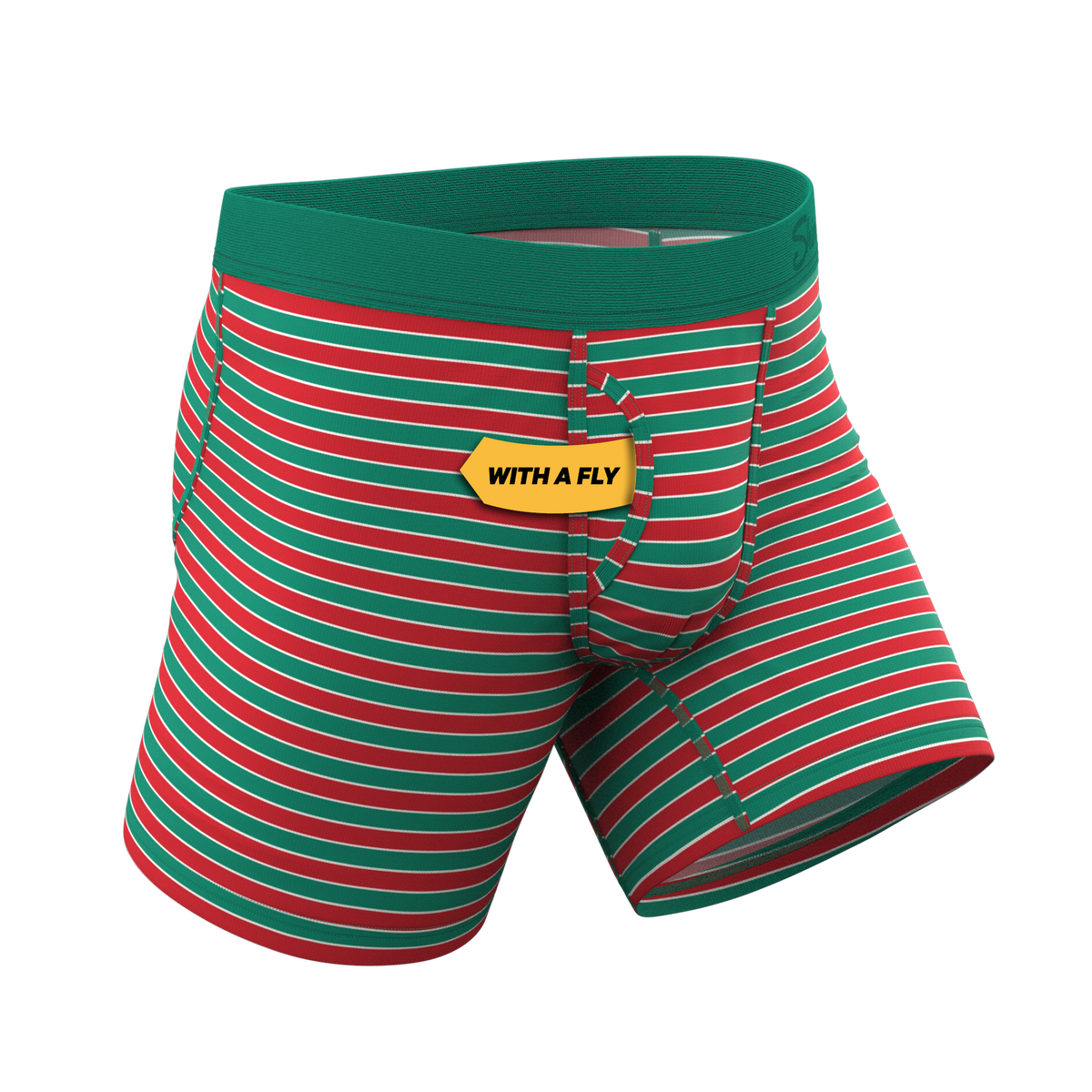 The Stripe Club | Christmas Striped Ball Hammock® Pouch Underwear With Fly - Shinesty