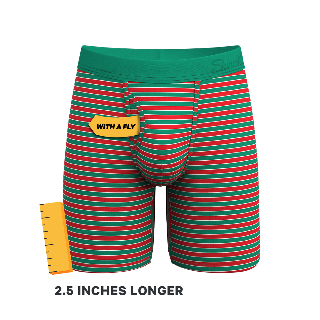 The Stripe Club | Christmas Striped Ball Hammock® Boxer - Long Leg - Shinesty