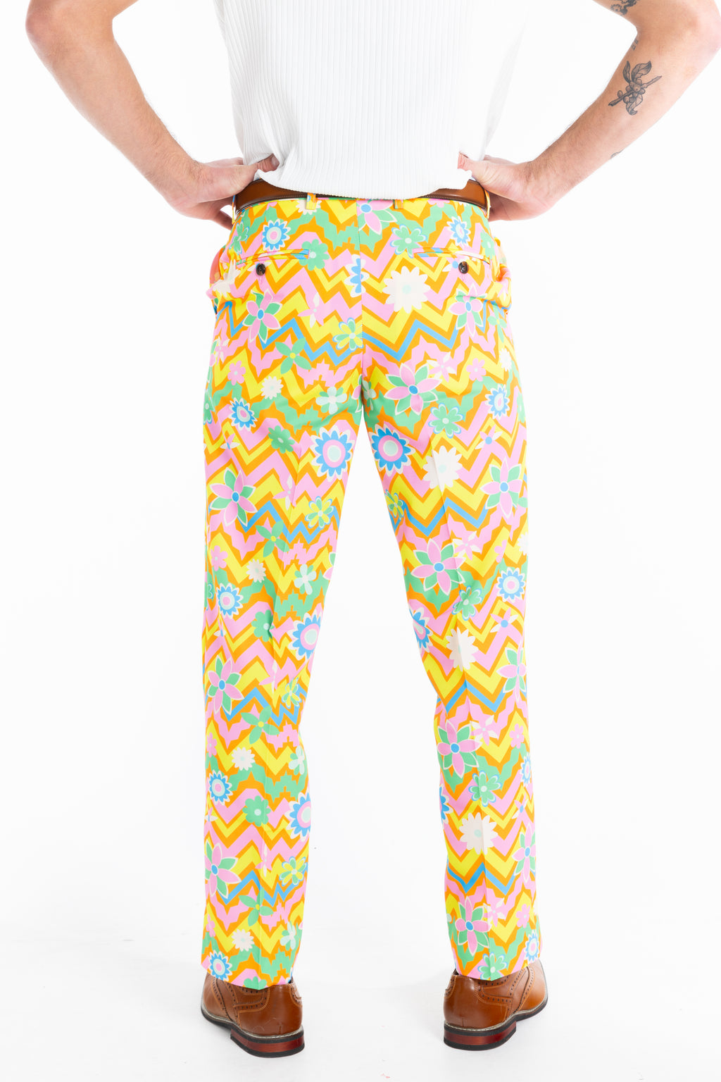 The Solar Flower | Trippy Floral Suit Pants - Shinesty