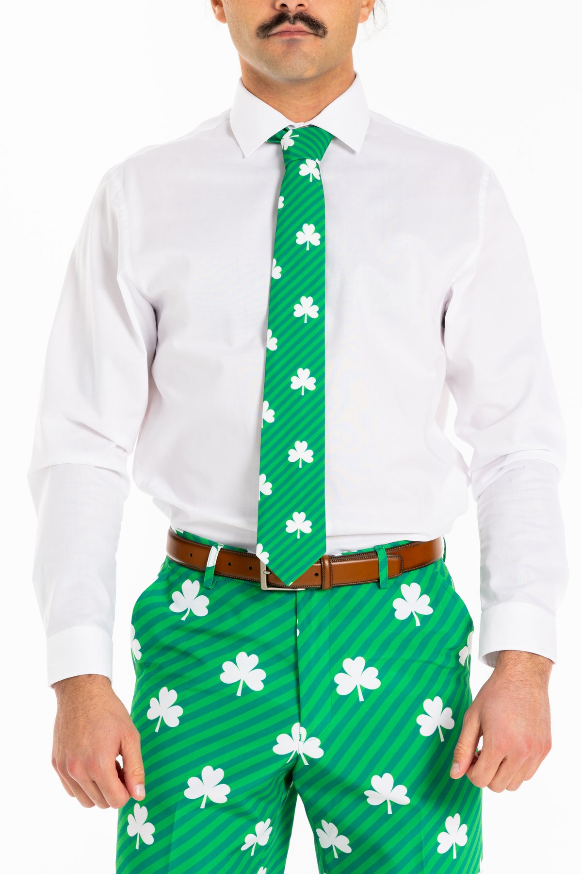 The Blarney Bagpiper | Diagonal Striped Clovers Tie - Shinesty