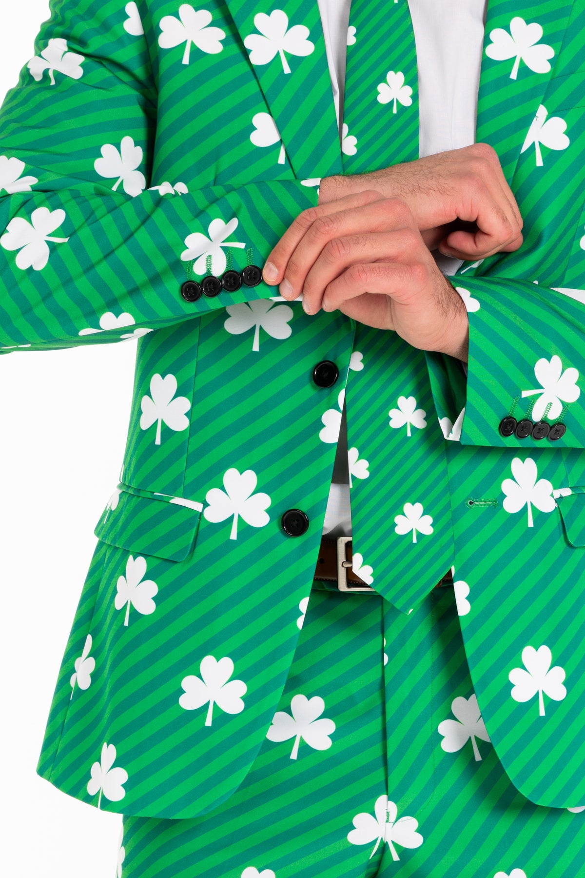 The Blarney Bagpiper | Diagonal Striped Clovers Suit - Shinesty