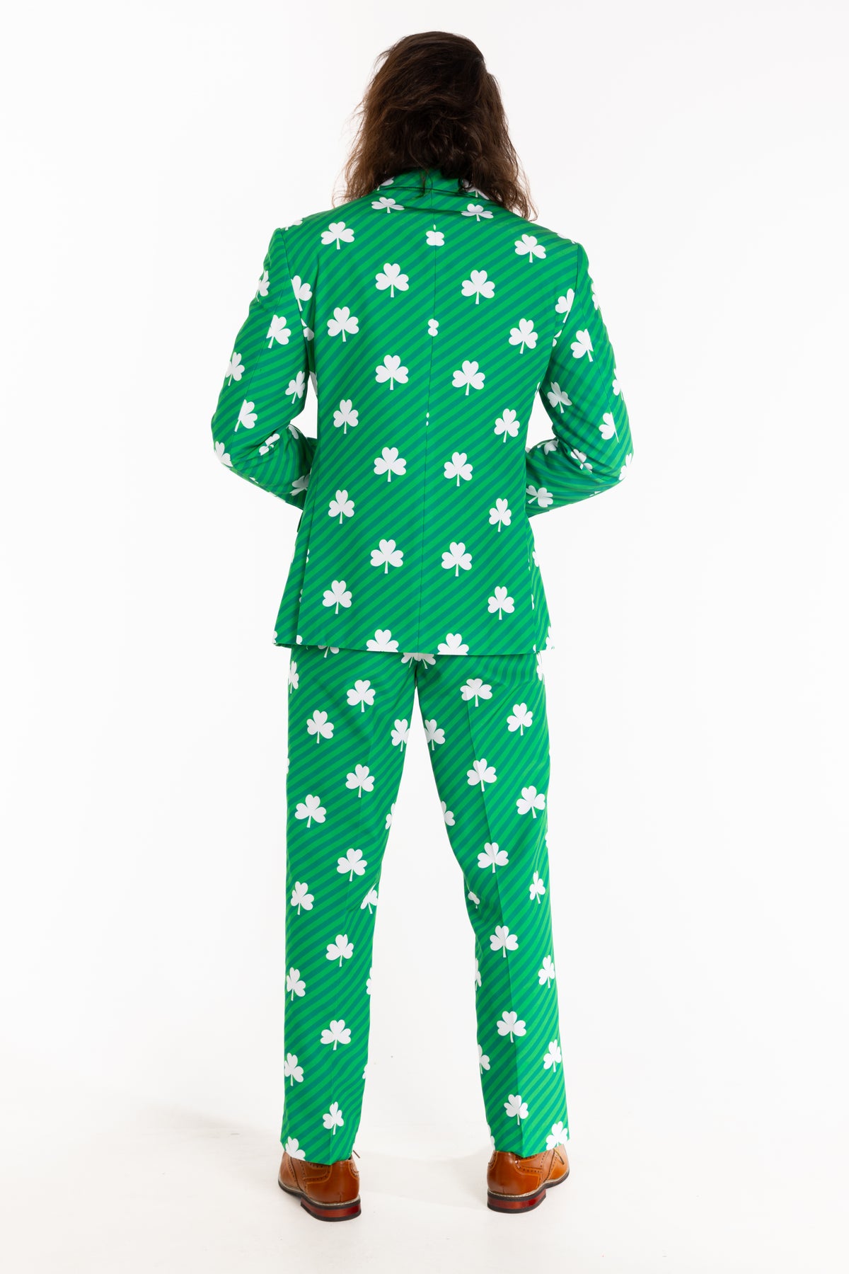 The Blarney Bagpiper | Diagonal Striped Clovers Suit - Shinesty