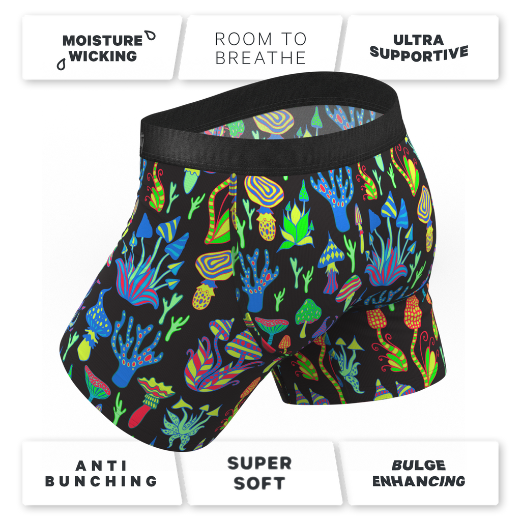 The Super Shroom | Neon Mushrooms Ball Hammock® Pouch Underwear - Shinesty