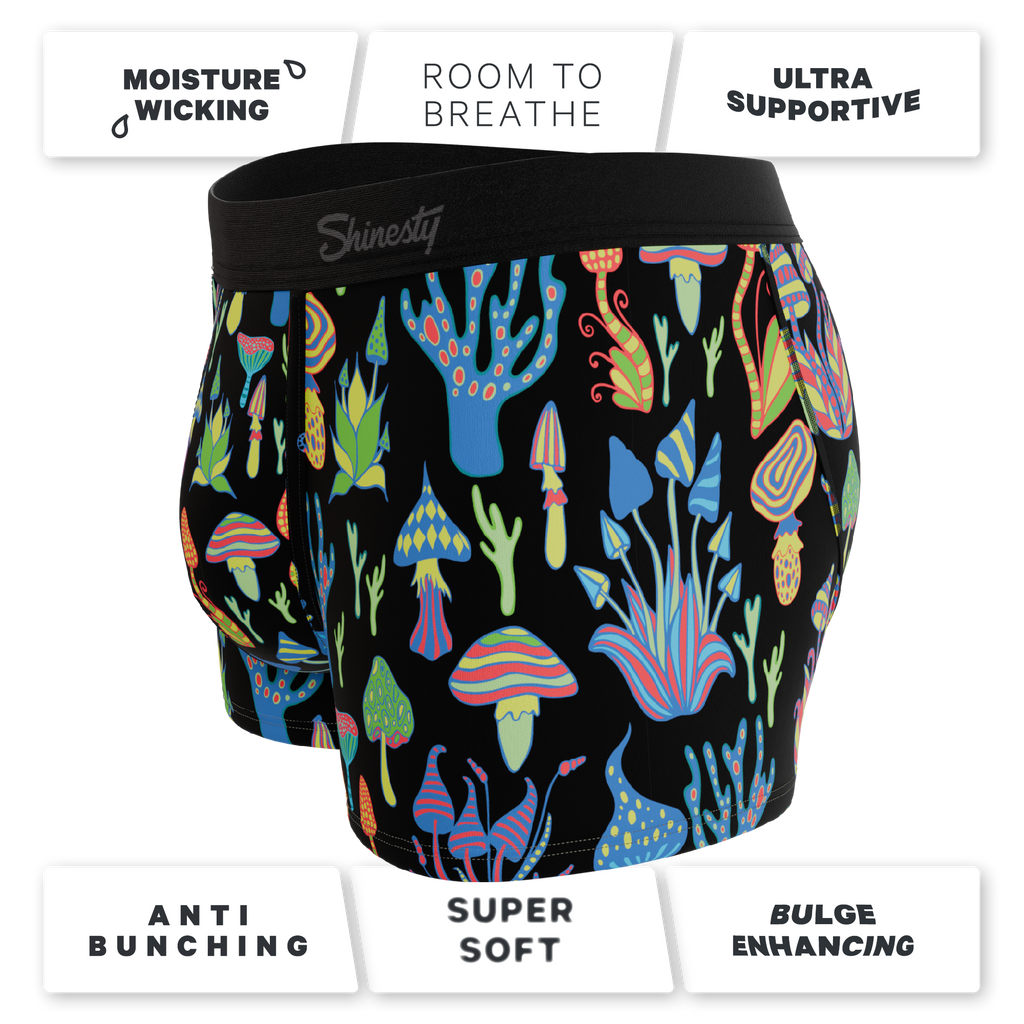 The Super Shroom | Neon Mushrooms Ball Hammock® Pouch Trunks Underwear - Shinesty