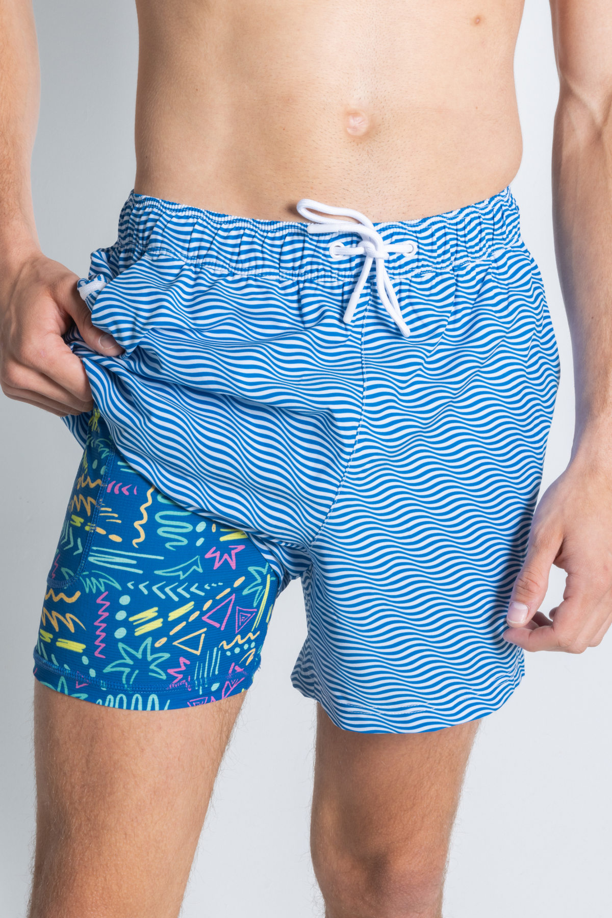 The Swim Lesson | Blue Wave Tropical Ball Hammock® Pouch 5" Swim Trunks - Shinesty