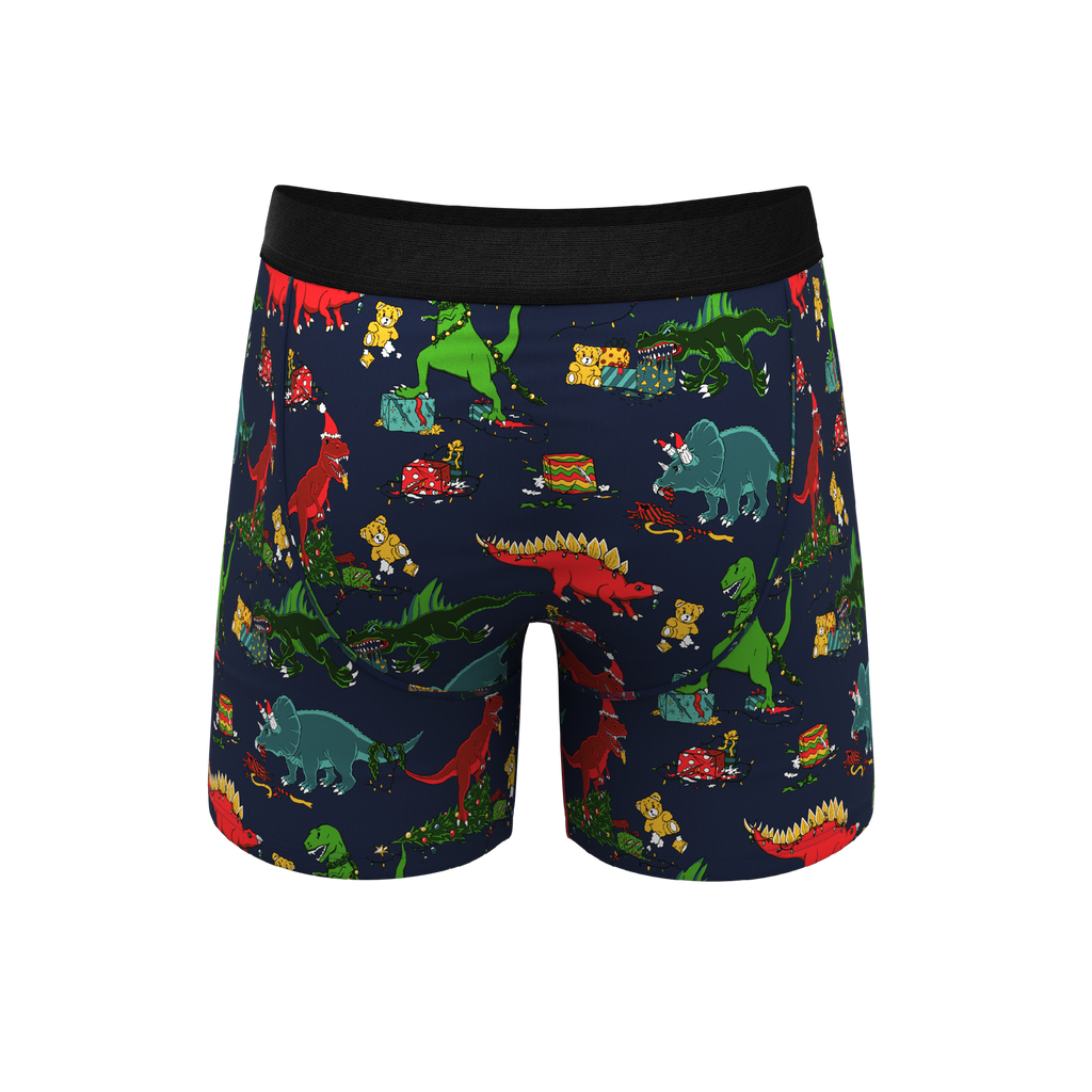 The T-Rexmas | Christmas Dinosaur Ball Hammock® Pouch Underwear With Fly - Shinesty