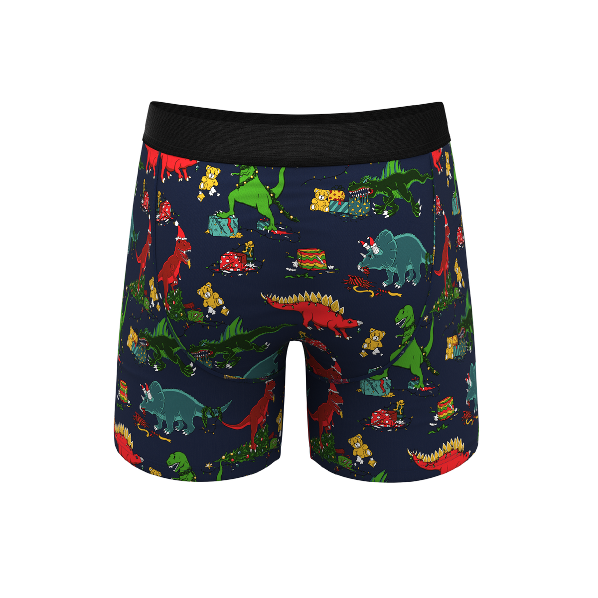 The T-Rexmas | Christmas Dinosaur Ball Hammock® Pouch Underwear With Fly - Shinesty