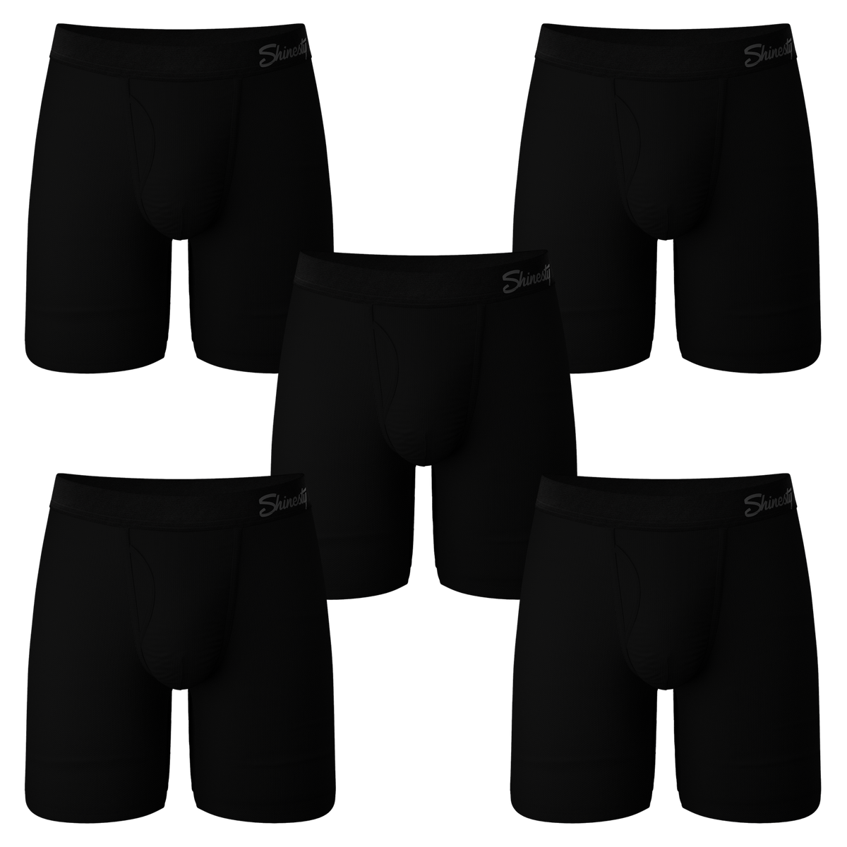 The Threat Level Midnight | Long Leg Black Ball Hammock® Pouch Underwear With Fly 5 Pack - Shinesty