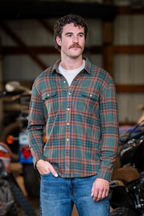 The Afterburn | Rust & Forest Heritage Plaid Chinchilla Soft™ Long Sleeve Stretch Button Up Shirt | Pre-Order | Ships early October 2026 - Shinesty