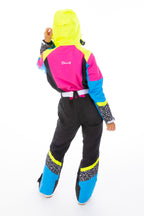 The Black Diamond | Black and Pink Retro Women's One Piece Ski Suit - Shinesty