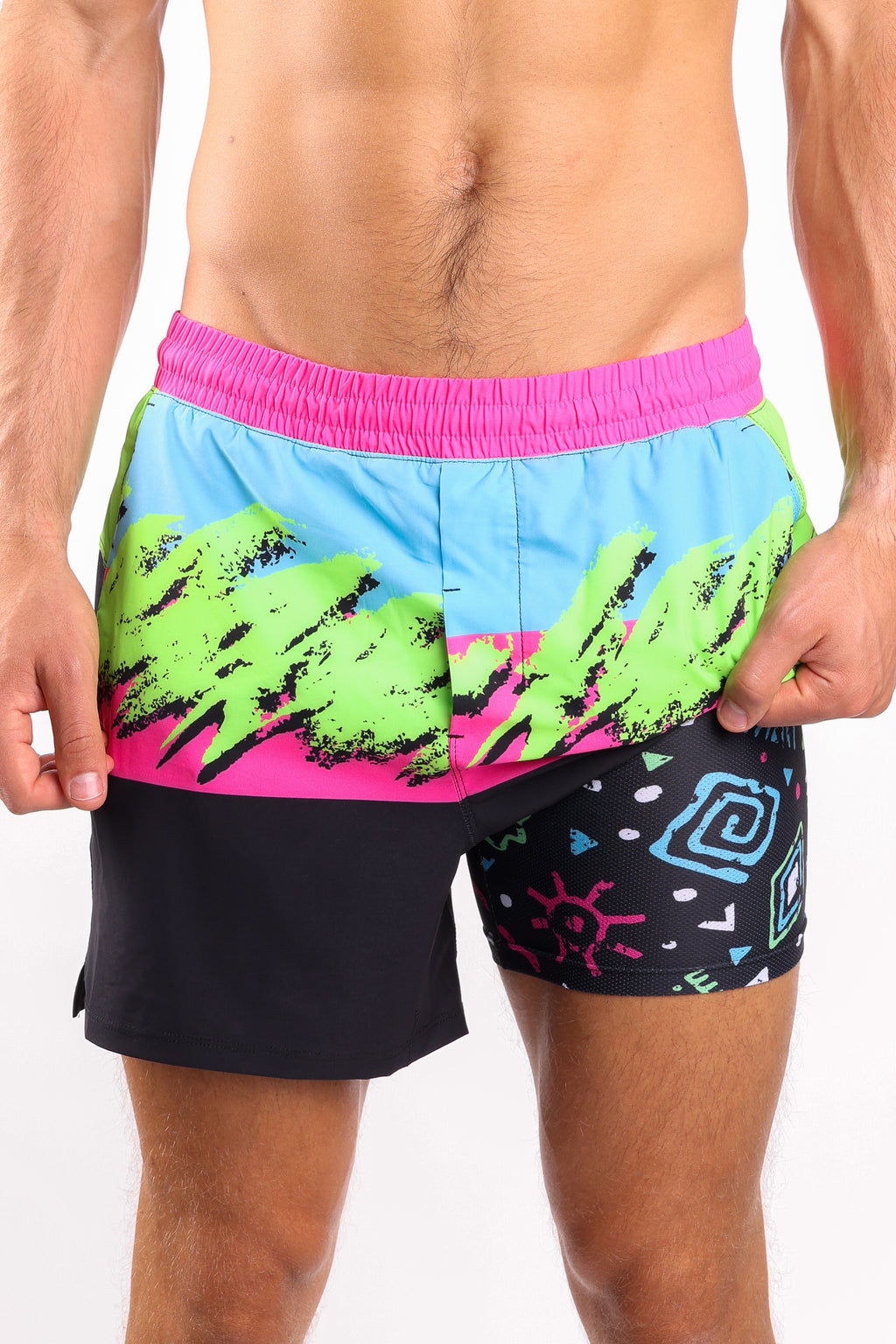 The Cherry Slushy | Neon Retro Ball Hammock® 5 Inch Athletic Shorts - Shinesty