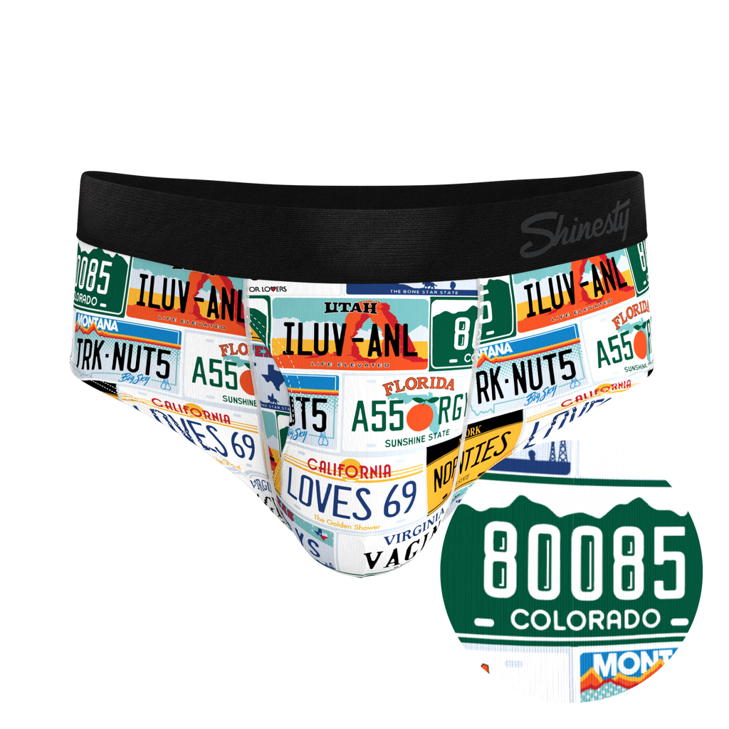 The DMV Catastrophe | License Plates Ball Hammock® Pouch Underwear Briefs - Shinesty