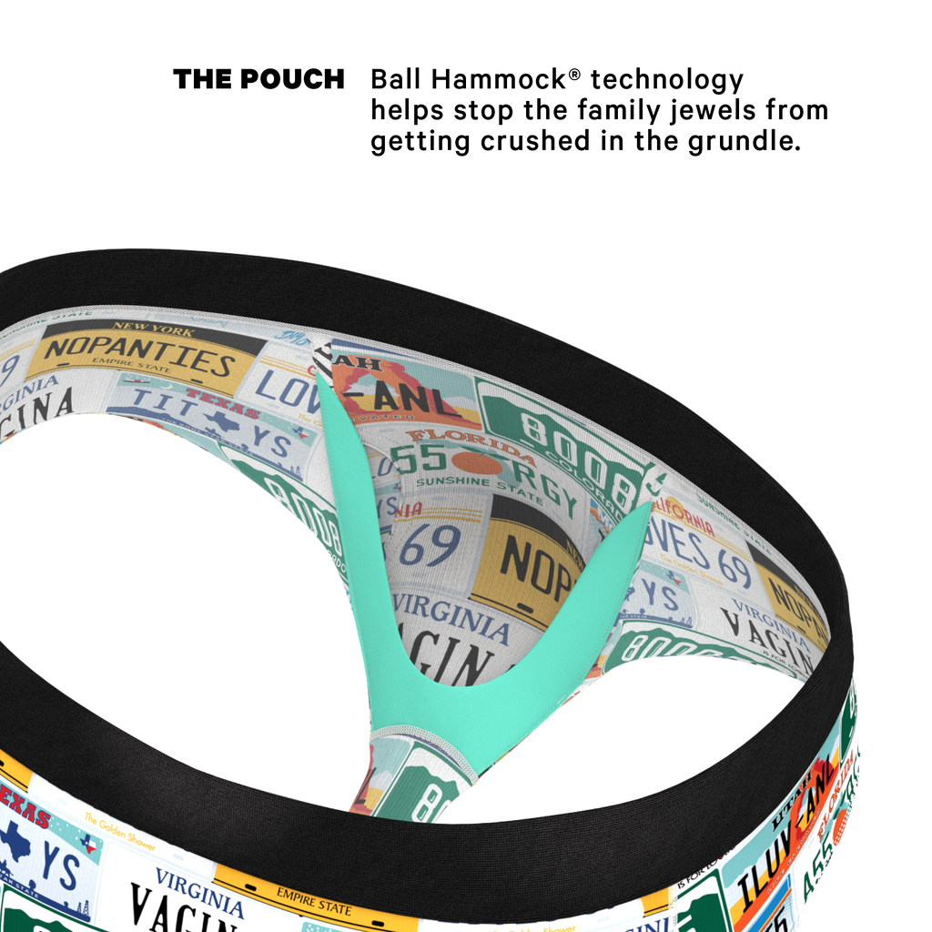 The DMV Catastrophe | License Plates Ball Hammock® Pouch Underwear Briefs - Shinesty