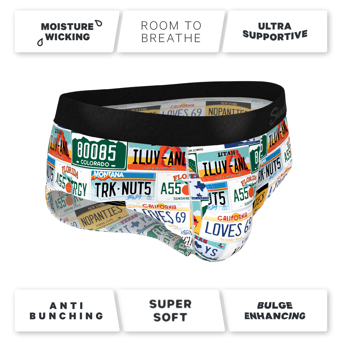 The DMV Catastrophe | License Plates Ball Hammock® Pouch Underwear Briefs - Shinesty