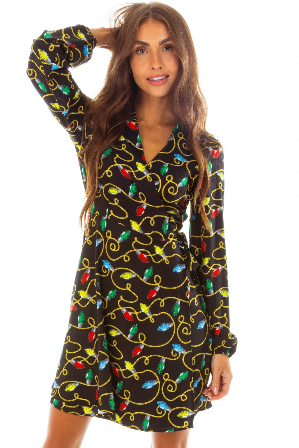 The Duchess of December | Christmas Lights Wrap Dress - Shinesty