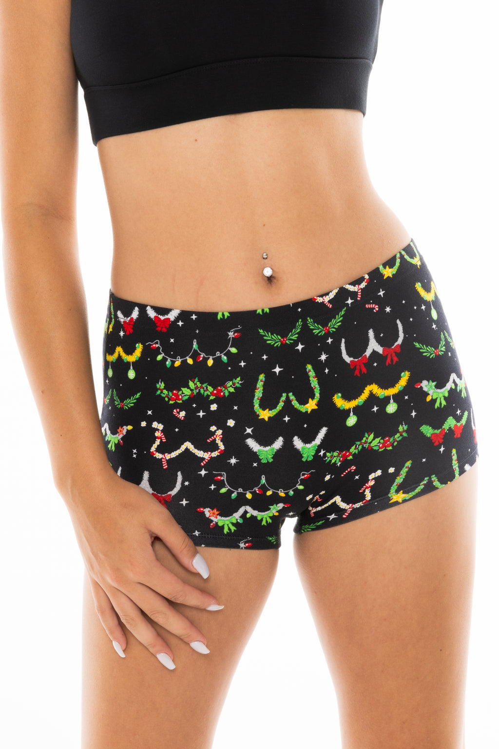 The Goodie Garland | Christmas Tinsel Busts Modal Boyshort Underwear - Shinesty